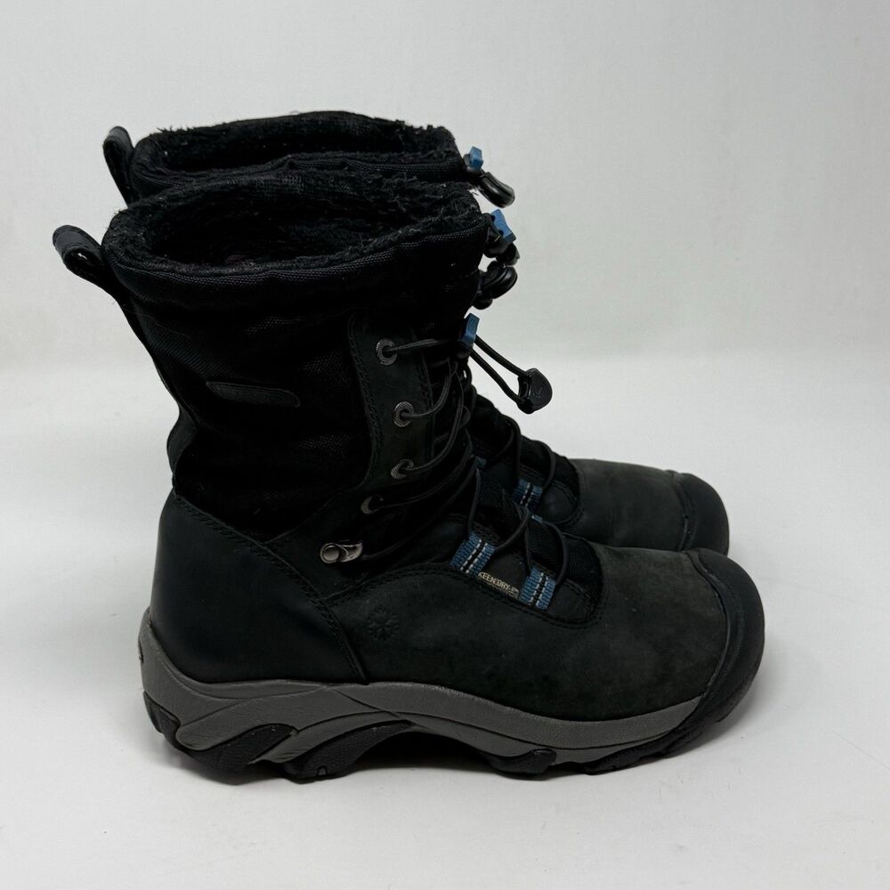 KEEN Wilma Insulated Waterproof Boots Womens 8 Black Leather Winter Snow Hiking